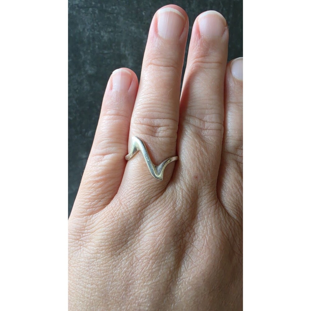 925 Sterling Silver Zigzag Ring, Size US 10.25 Vintage Made In Thailand